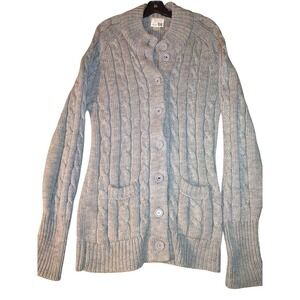 Vintage Sears Fair Isle Womens L Cardigan Sweater Gray Knit Cottagecore Casual